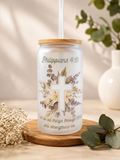 Philippians 4:13 Glass Tumbler