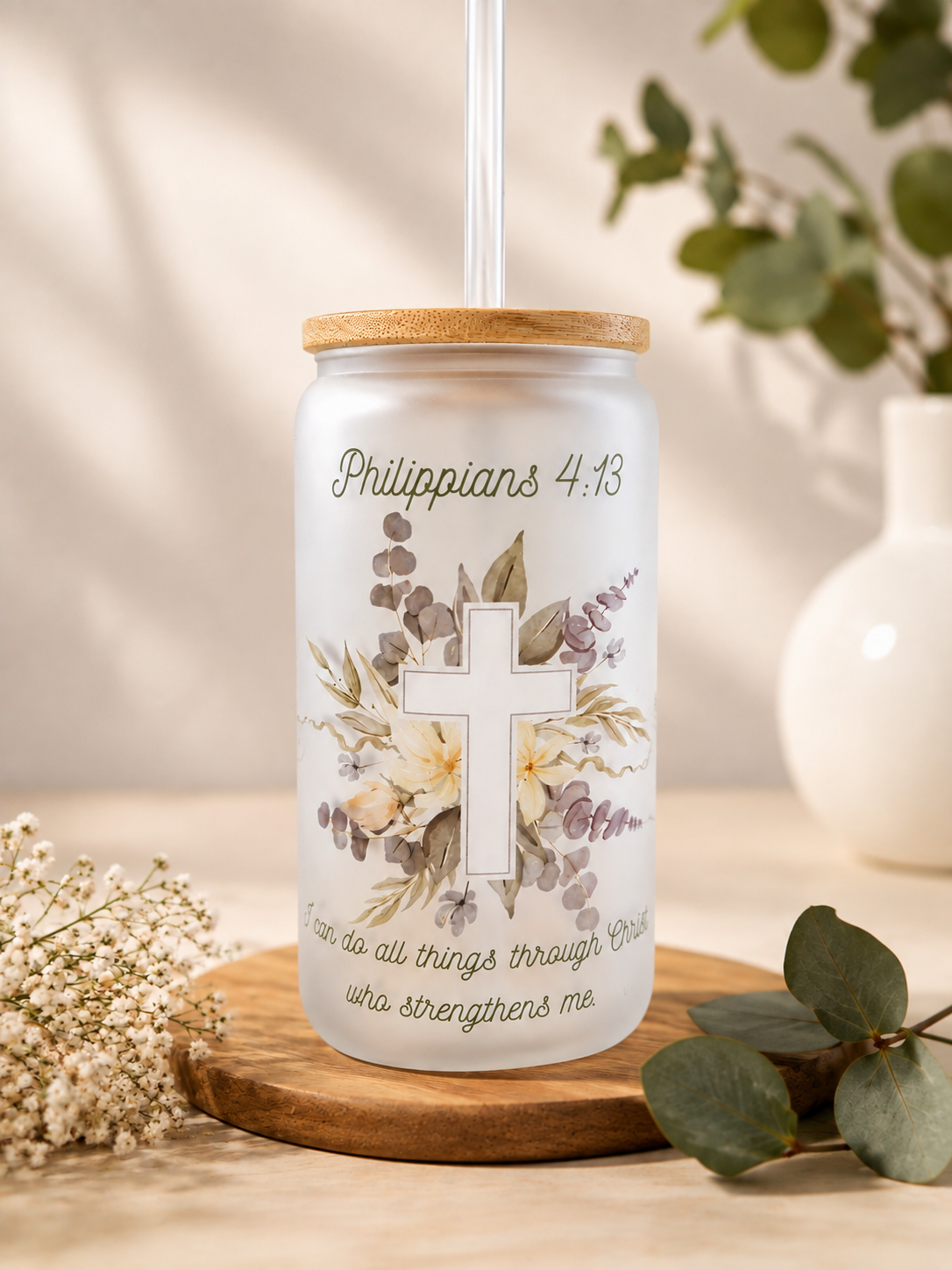Philippians 4:13 Glass Tumbler